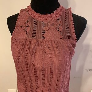 Pink Floral Lace Dress